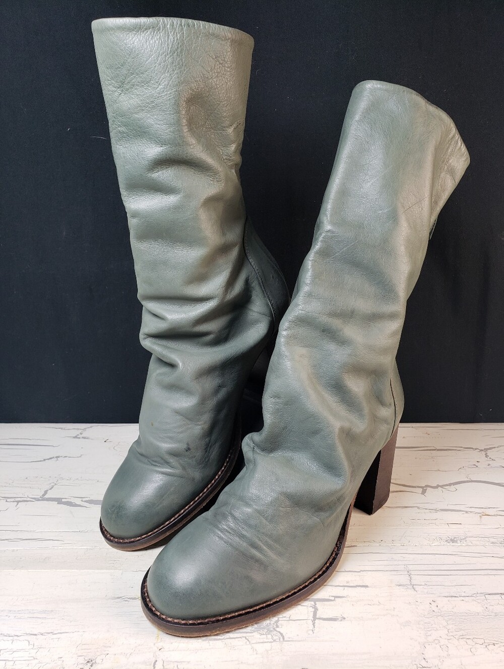 Free People Slouchy Boots in Gray/ Green - Women's size 9.5 / Euro 40